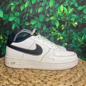 Nike Air Force 1 low white black gold swoosh